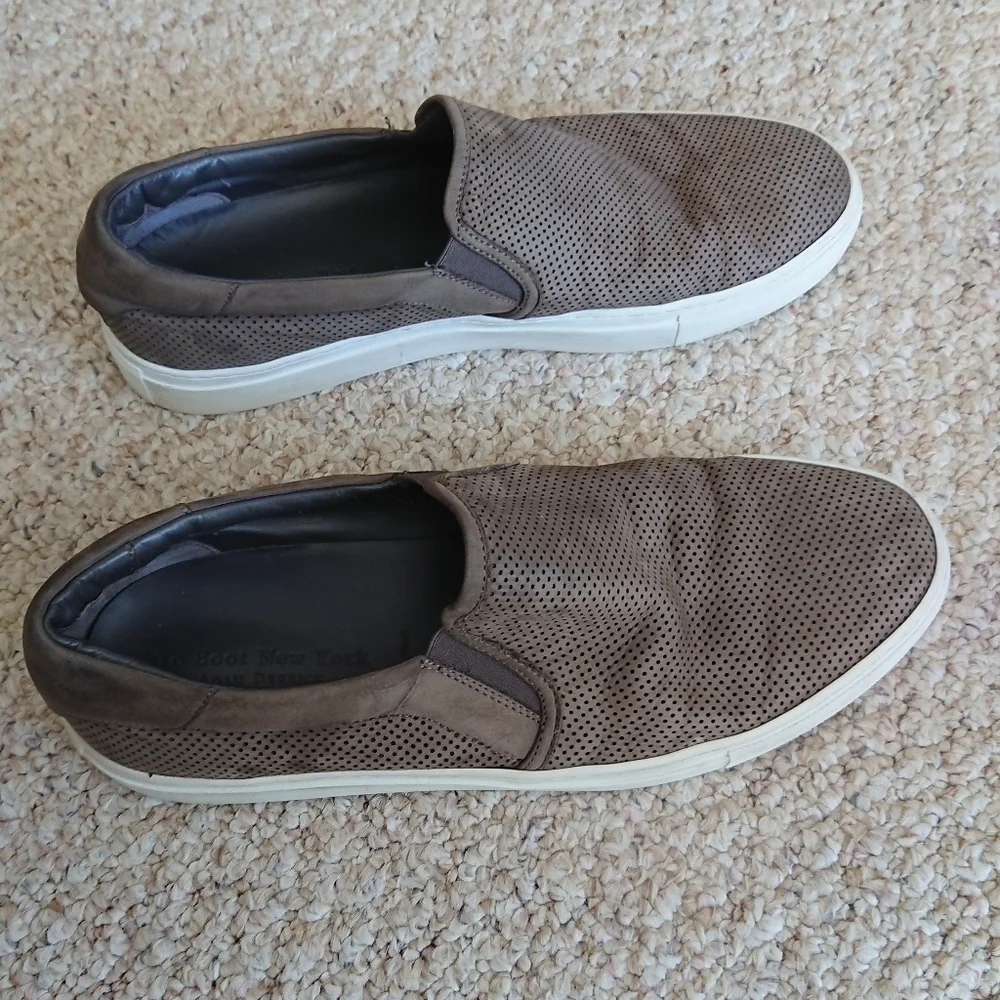 To Boot New York Racer Gray Perforated Suede Slip-On Sneaker SIZE 11